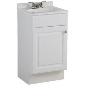 Project Source 18-in White Single Sink Bathroom Vanity with White Cultured Marble Top