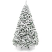 7.5'&nbsp;Premium Snow Flocked Artificial Pine Christmas Tree w/ Foldable Metal Base