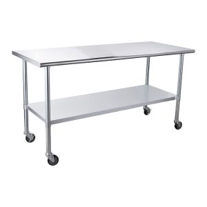 30"x72" Stainless Steel Table with Wheels - Damaged ​​​​​​​