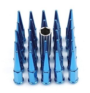 Spike Lug Nuts, 24Pcs Blue for Chevy Silverado Tahoe 4.4" Tall 14x1.5