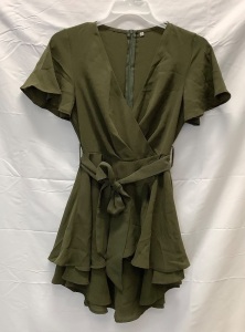 Womens Wrap Ruffle Shirt, XS