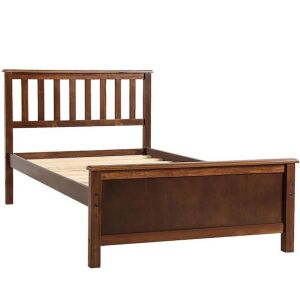 Wood Platform Bed - Twin Size, Walnut