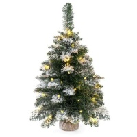 24in Pre-Lit Snow Flocked Tabletop Christmas Tree w/ 30 LED Lights, Timer&nbsp;