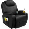 Faux Leather Swivel Glider Massage Recliner Chair w/ Remote Control, 5 Modes 