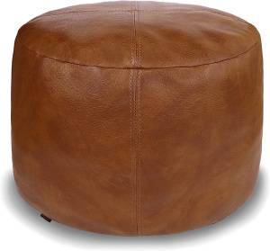 Thgonwid Unstuffed Faux Leather Footstool Ottoman