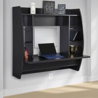 Lot of (3) Wall Mount Floating Computer Desks with Storage Shelves&nbsp;- Black