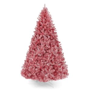 7.5' Pink Artificial Tinsel Christmas Tree w/ Foldable Stand