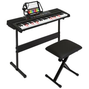 61-Key Beginners Electronic Keyboard Piano Set w/ LED, Lighted Keys, 3 Teaching Modes, Headphones