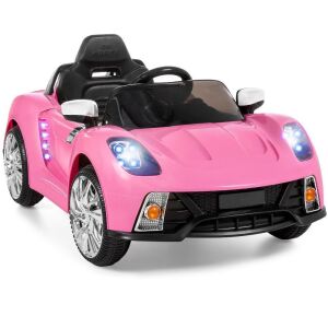 12V Kids Battery Powered Remote Control Electric RC Ride on Car w/ LED Lights, MP3, AUX - Pink