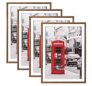 4 Pack 11x17 Matted Picture Frames, Brown