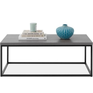 44in Modern Industrial Rectangular Wood Grain Coffee Table w/ Metal Frame