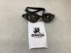 OMID, Swim Goggles, Adult/Teen, All Black/Silver, Appears New