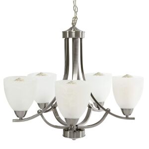 22in 5-Light Contemporary Chandelier Pendant Lighting Fixture for Home Kitchen - Brushed Nickel