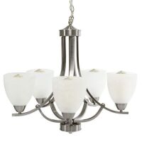 22in 5-Light Contemporary Chandelier Pendant Lighting Fixture for Home Kitchen - Brushed Nickel
