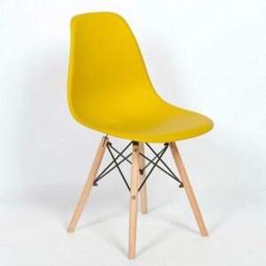 Set of (2) Moulded Plastic Dining Chairs - Yellow