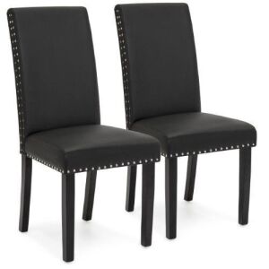 Set of (2) Faux Leather Upholstered Parsons Dining Chairs - Black