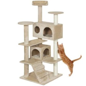 53" Multi-Level Cat Tree Scratcher Condo Tower - Beige