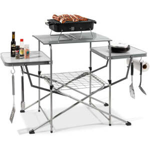 Portable Folding Grill Table w/ Carrying Case, 4 Utility Hooks