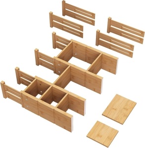 Vriccc 4.4" High Bamboo Drawer Dividers with Inserts