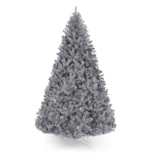 Silver Artificial Tinsel Christmas Tree w/ Foldable Stand, 7.5ft