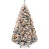 Pre-Lit Snow Flocked Artificial Pine Christmas Tree w/ Warm White Lights, 7.5ft