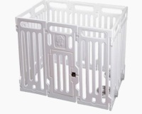 VATO White Pet Fence,&nbsp;9 Panels,&nbsp;Door w/&nbsp;Lock