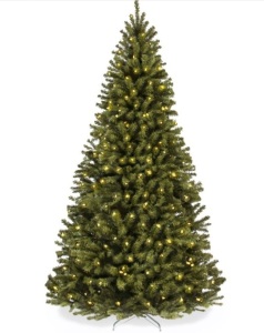 Pre-Lit Artificial Spruce Christmas Tree w/ Foldable Metal Base, 4.5ft