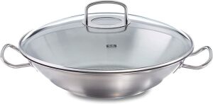 13.8" Fissler Stainless Steel Wok with Glass Lid