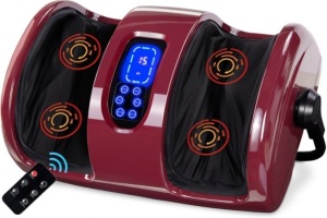 Reflexology Shiatsu Foot Massager w/ High-Intensity Rollers, Remote Control, Burgundy