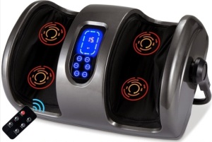 Reflexology Shiatsu Foot Massager w/ High-Intensity Rollers, Remote Control, Gray