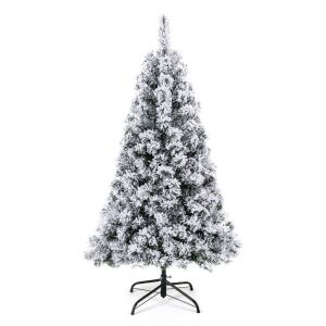 4.5' Premium Green Unlit Pine Snow Flocked Christmas Tree