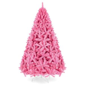 6' Pink Artificial Fir Christmas Tree w/ Foldable Stand