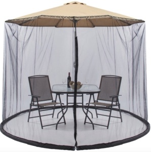 Adjustable Bug Net Accessory for Patio Umbrella w/ Zippered Door - 9ft