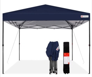 One-Person Setup Instant Pop Up Canopy w/ Wheeled Bag - 10x10ft, Blue