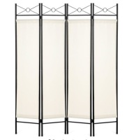 4-Panel Folding Privacy Screen w/ Steel Frame, 6ft,&nbsp;White