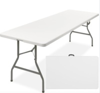 8ft Portable Folding Plastic Dining Table w/ Handle, Lock