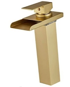 Wovier Matte Gold LED Waterfall Faucet with Supply Hose