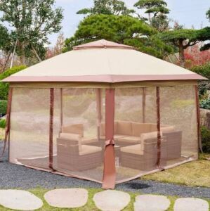 11'x11' Canopy Tent with Mosquito Netting - Beige