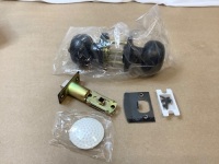 Lot of (8) Black Doorknob Kits, Appears New