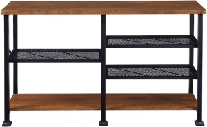 5 Tier Industrial Console Sofa Table with Storage Shelf, 55 Inch