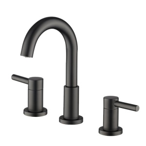 allen + roth  Harlow Matte Black 2-handle Widespread WaterSense High-arc Bathroom Sink Faucet with Drain 