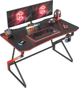 CubiCubi Simple Gaming Desk Z Shaped 40 inch Gamer Workstation with Headphone Hook 