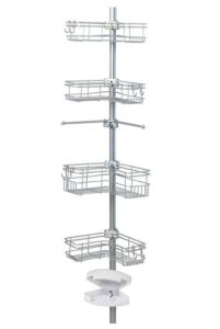 L-Shaped Tension Pole Shower Caddy Nickel 