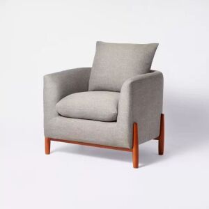 Elroy Accent Chair with Wood Legs - Gray Linen