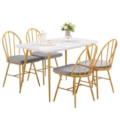 5-Piece Faux Marble Table Set