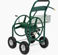 300ft Water Hose Reel Cart w/ Basket, Green