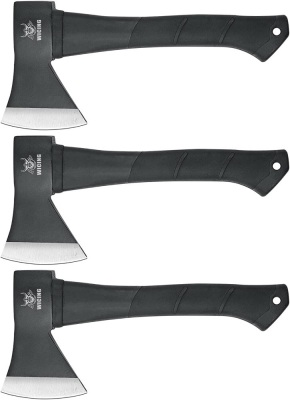 Set of 3 Carbon Steel & Fiberglass Handle Throwing Axes