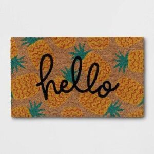 1'6"x2'6" Hello Pineapples Doormat Yellow - Sun Squad