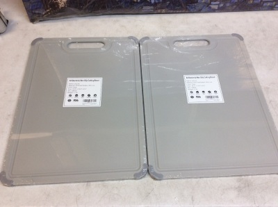 Lot of (2) Antibacterial Non-Slip Cutting Boards, 18.5" x 13.5", Gray - Appears New