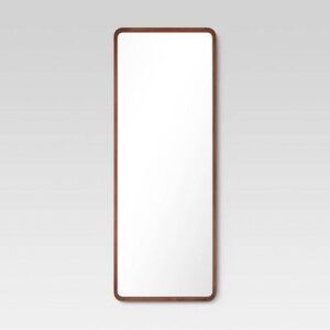 22"x60" Rounded Corner Wood Leaner Mirror - Walnut Brown